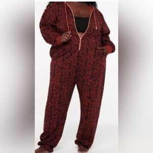 Savage X Fenty Forever Savage Hooded Onesie Red  Rose Gold Retail $95